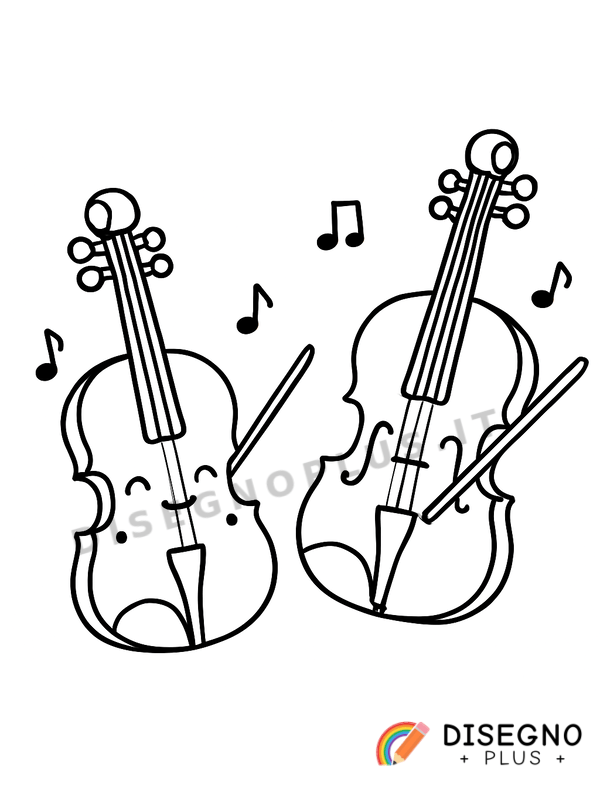 Disegno Violini che suonano in orchestra   da stampare e colorare
