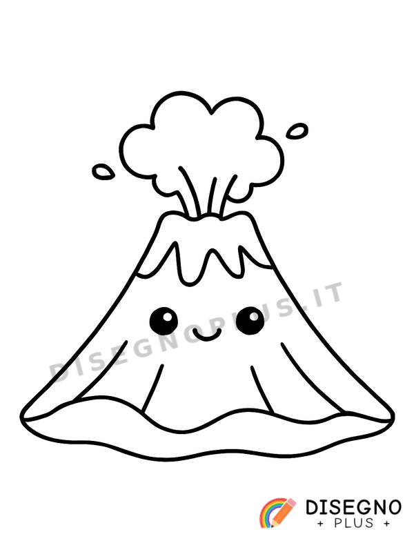 Disegno Vulcano Stromboli con esplosioni notturne   da stampare e colorare