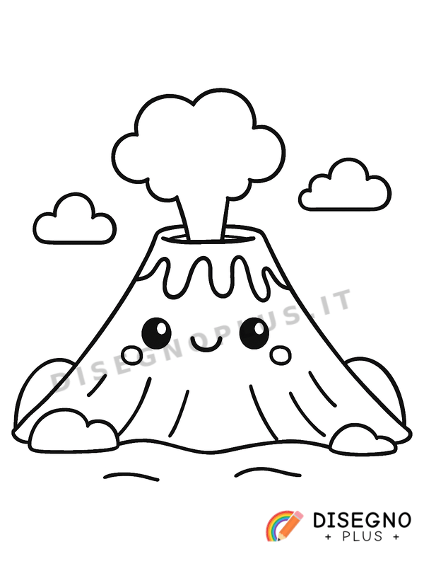 Disegno Vulcano Vesuvio con vista su Napoli   da stampare e colorare