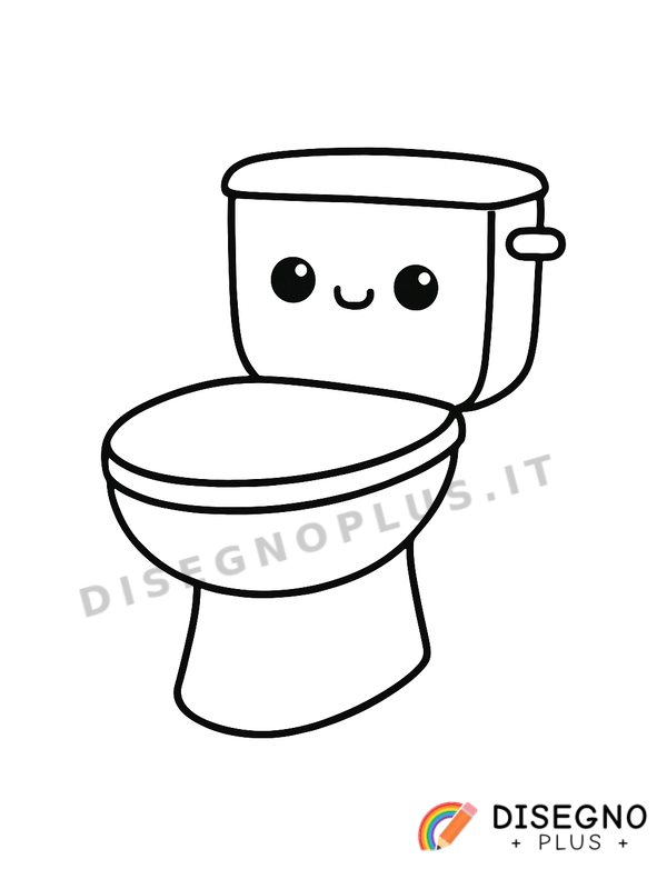 Disegno Wc con sciacquone e tavoletta   da stampare e colorare