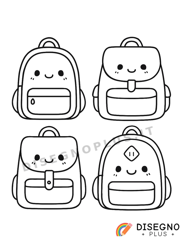 Disegno Zaini di scuola con fantasie divertenti   da stampare e colorare