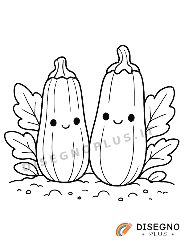 Disegno Zucchine nell’orto da colorare